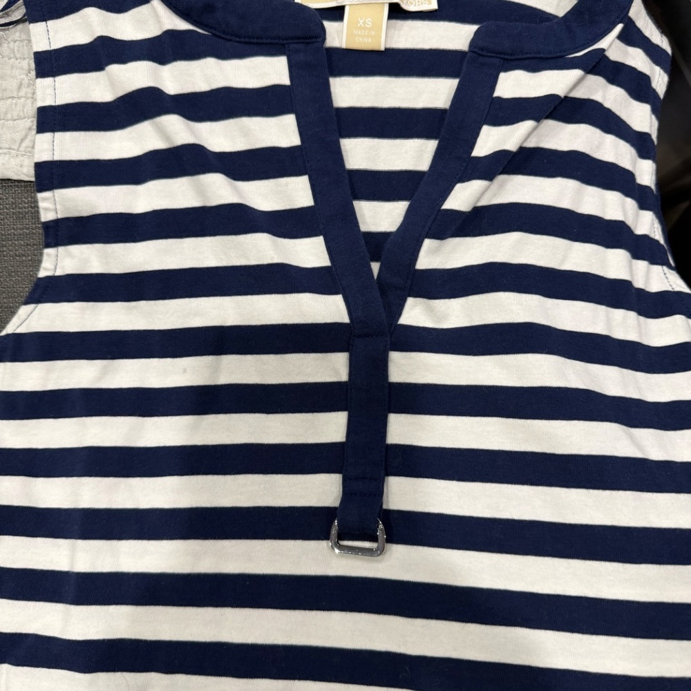 Michael Kors Navy Striped Tank Top V Neck XS Box 1